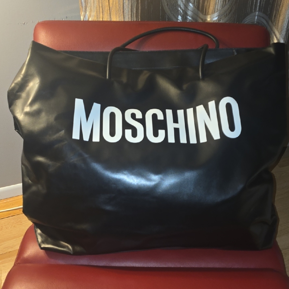 Moschino Couture, Jeremy Scott Oversized Black Shopper with White Logo